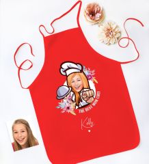 BK Gift Kişiye Özel Karikatürlü Anneler Günü Tasarımlı Kırmızı Mutfak Önlüğü, Aşçı Önlüğü, Şef Önlüğü, Anneye Hediye-10