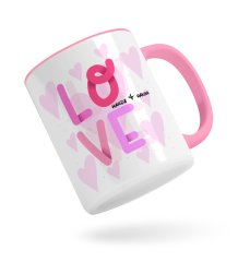 Kişiye Özel Love Tasarımlı Pembe Kupa Bardak-4