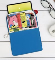 BK Gift Modern Soyut Tasarımlı Taşınabilir Koruyucu Tablet Kılıfı & Organizer Çanta - Mavi-4