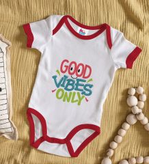 BK Kids Good Vibes Only Tasarımlı Kırmızı Bebek Body Zıbın-1