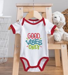 BK Kids Good Vibes Only Tasarımlı Kırmızı Bebek Body Zıbın-1