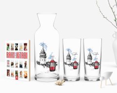 Kişiye Özel Renkli Baskılı İstanbul Tasarımlı İkili Rakı Bardağı Karaf ve Cep Kitabı Hediye Seti-1
