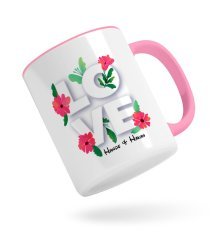 Kişiye Özel Love Tasarımlı Pembe Kupa Bardak-3