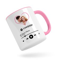 Kişiye Özel Fotoğraflı Spotify Barkodlu Pembe Kupa Bardak-1