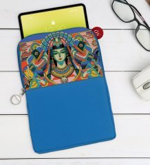 BK Gift Modern Soyut Tasarımlı Taşınabilir Koruyucu Tablet Kılıfı & Organizer Çanta - Mavi-3