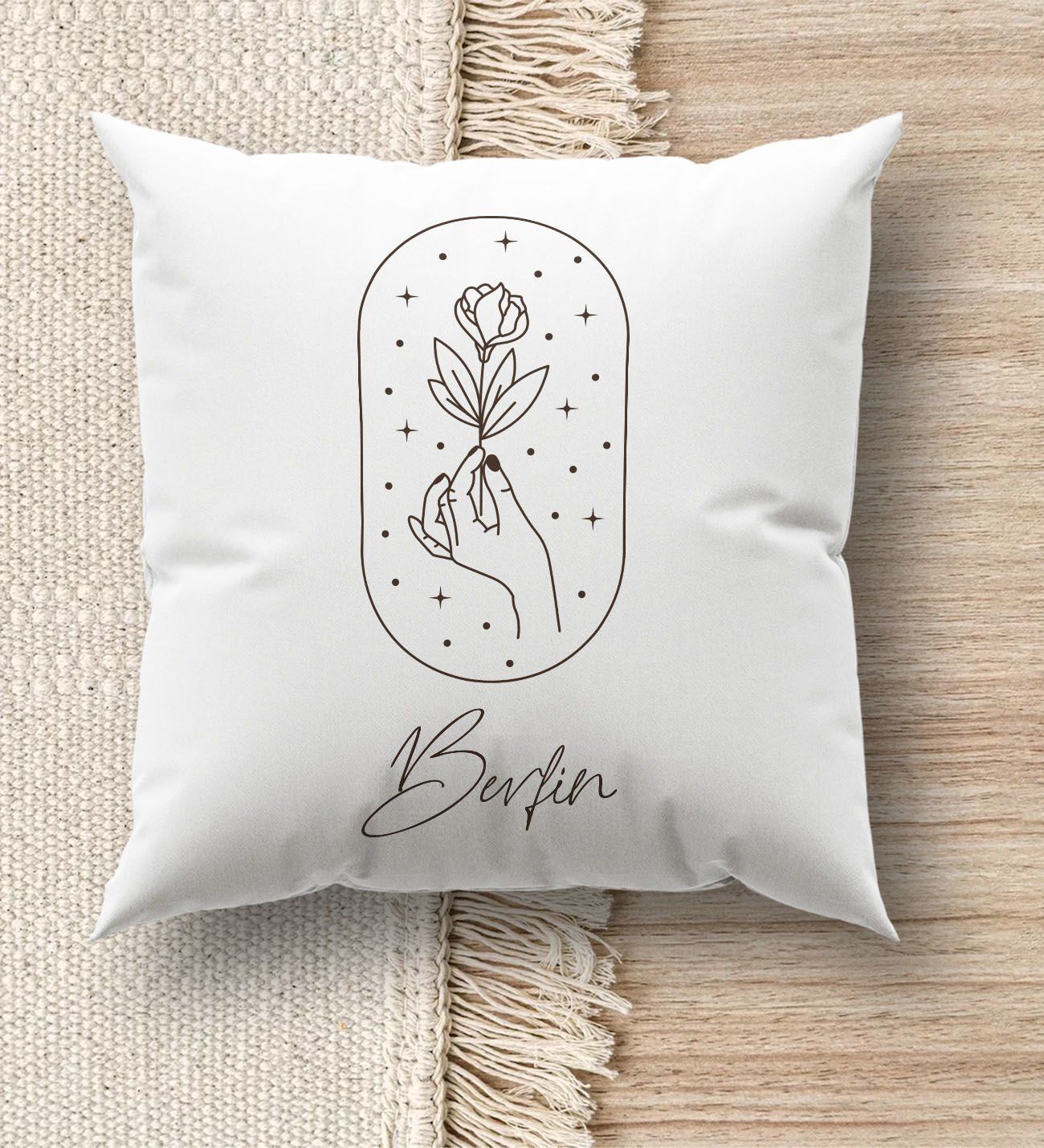 BK Gift Kişiye Özel İsimli Beyaz Kırlent Yastık, Ev Hediyesi, Ev Dekorasyonu, Dekoratif Hediye-9