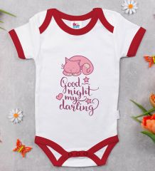 BK Kids Good Night My Darling Tasarımlı Kırmızı Bebek Body Zıbın-1
