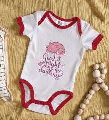 BK Kids Good Night My Darling Tasarımlı Kırmızı Bebek Body Zıbın-1