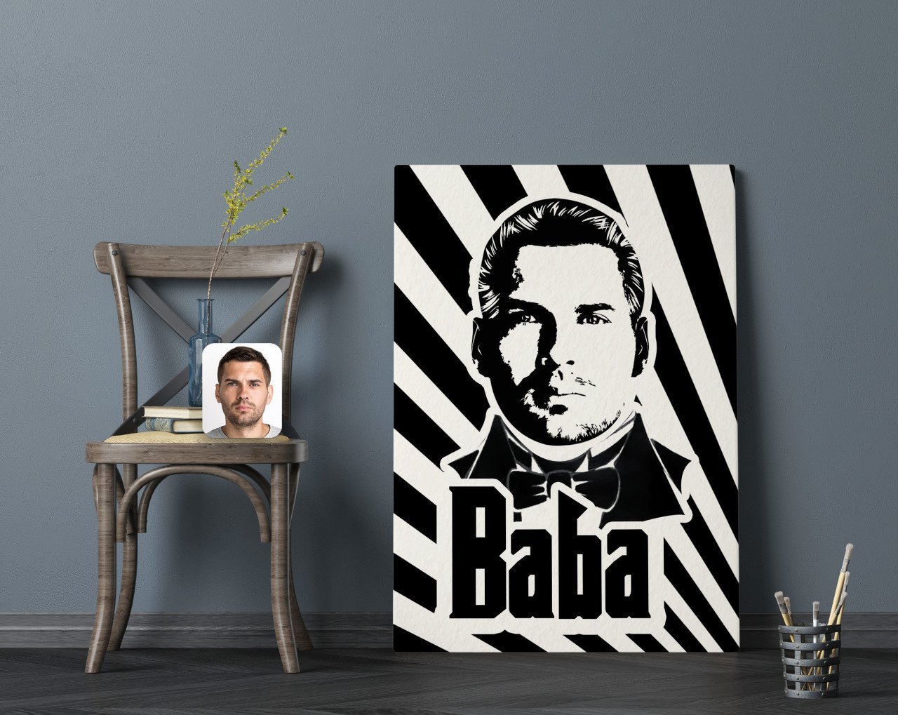 Kişiye Özel Godfather Baba Silüet Tasarımlı Kanvas Tablo 70x100cm-1