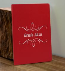 BK Gift Kişiye  Özel İsimli Kırmızı Defter ve Cam Matara Hediye Seti-7, Sevgiliye Hediye, Arkadaşa Hediye, Yeni İş Hediyesi