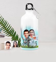 Kişiye Özel Gelin Damat Karikatürlü Metal Suluk (500 ml.) 3