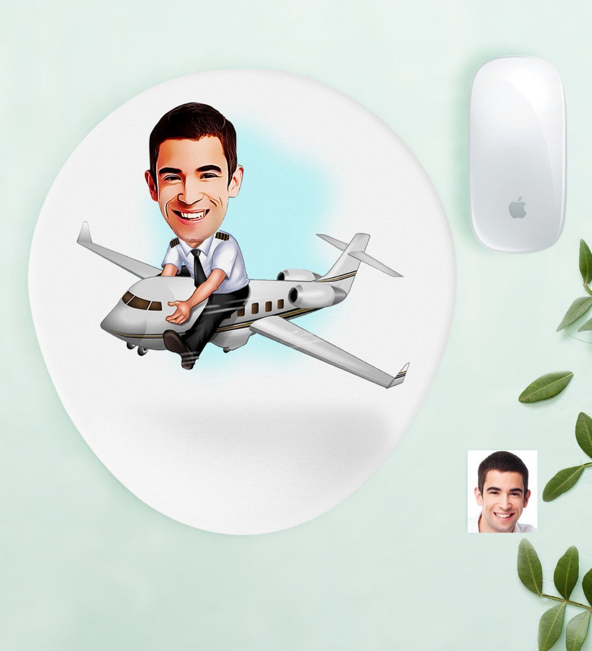 Kişiye Özel Bay Kaptan Pilot Karikatürlü Bilek Destekli Mouse Pad