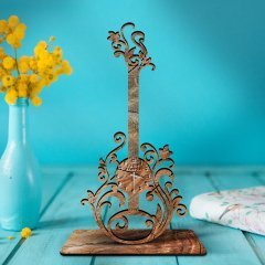 Kişiye Özel Saatli Gitar Ahşap Biblo - 4