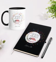 Kişiye Özel 2023 Sana Mutluluk Getirsin Temalı Siyah Defter Kalem Kupa Seti - 1
