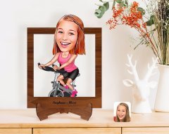 Kişiye Özel Kadın Fitness Sporcusu Karikatürlü Ahşap Standlı 3D Biblo-1