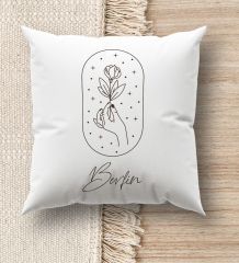 BK Gift Kişiye Özel İsimli Beyaz Kırlent Yastık, Ev Hediyesi, Ev Dekorasyonu, Dekoratif Hediye-8