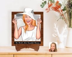 Personalized Women's Day The Most Beautiful Woman in the World with Cartoon Wooden Stand 3D Trinket-26