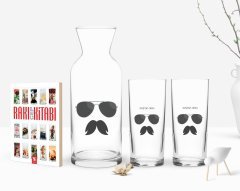 Kişiye Özel Renkli Baskılı İsimli İkili Rakı Bardağı Karaf ve Cep Kitabı Hediye Seti-131