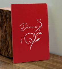 BK Gift Kişiye  Özel İsimli Kırmızı Defter ve Cam Matara Hediye Seti-6, Sevgiliye Hediye, Arkadaşa Hediye, Yeni İş Hediyesi