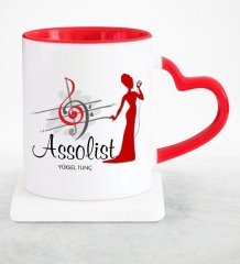 Kişiye Özel Mesleki Assolist Kırmızı Kalpli Kupa Bardak