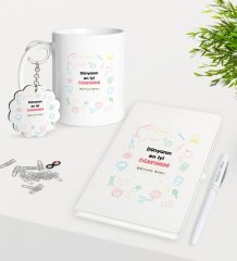 Kişiye Özel Dünyanın En İyi Öğretmeni Kupa Anahtarlık Beyaz Defter Kalem Hediye Seti-14