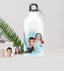 Kişiye Özel Gelin Damat Karikatürlü Metal Suluk (500 ml.) 2