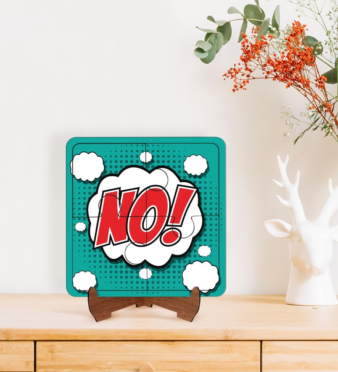 BK Gift Pop Art Tasarımlı Ahşap Standlı Puzzle Çerçeve-10