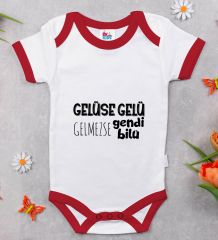 BK Kids Gelüse Gelü Tasarımlı Kırmızı Bebek Body Zıbın-1
