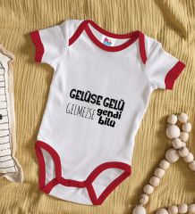 BK Kids Gelüse Gelü Tasarımlı Kırmızı Bebek Body Zıbın-1