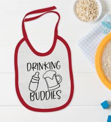 BK Kids Drinking Buddies Tasarımlı Kırmızı Bebek Mama Önlüğü-1