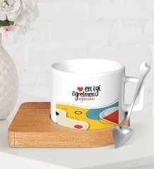 Kişiye Özel En İyi Öğretmen Ahşap Altlıklı Seramik Fincan-4