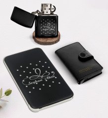 Kişiye Özel İsimli Mekanizmalı Cüzdan Kartlık Benzinli Çakmak ve 5.000 Mah Powerbank Hediye Seti-4