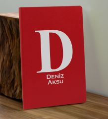 BK Gift Kişiye  Özel İsimli Kırmızı Defter ve Cam Matara Hediye Seti-5, Sevgiliye Hediye, Arkadaşa Hediye, Yeni İş Hediyesi