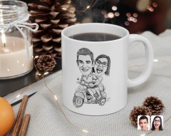 Kişiye Özel Karakalem Sevgililer Karikatürlü Beyaz Kupa Bardak-10