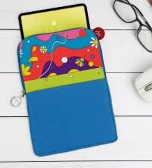 BK Gift Modern Art Tasarımlı Taşınabilir Koruyucu Tablet Kılıfı & Organizer Çanta - Mavi-2