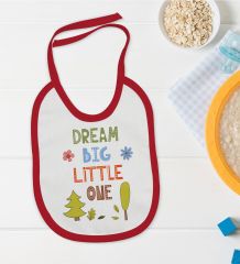 BK Kids Dream Big Little One Tasarımlı Kırmızı Bebek Mama Önlüğü-1