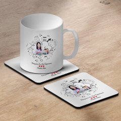 Kişiye Özel Sınıf Öğretmeni Tasarımlı Kupa ve Bardak Altlığı Seti - 1