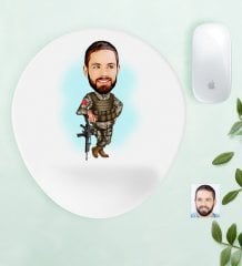 Kişiye Özel Asker Karikatürlü Bilek Destekli Mouse Pad-2