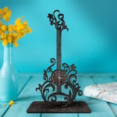 Kişiye Özel Saatli Gitar Ahşap Biblo - 1