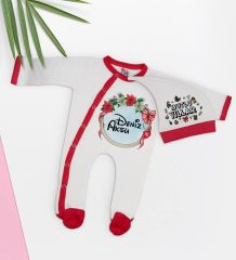 BK Gift Kişiye Özel Yılbaşı Temalı Tulum Zıbın Kukuletalı Şapka ve Bebek Yastık Hediye Seti-2