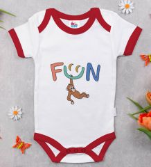 BK Kids Fun Tasarımlı Kırmızı Bebek Body Zıbın-1