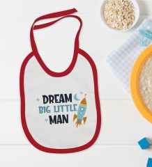 BK Kids Dream Big Little Man Tasarımlı Kırmızı Bebek Mama Önlüğü-1