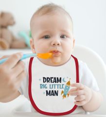 BK Kids Dream Big Little Man Tasarımlı Kırmızı Bebek Mama Önlüğü-1