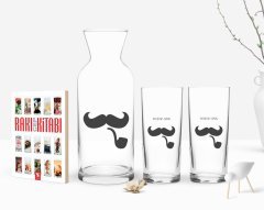 Kişiye Özel Renkli Baskılı İsimli İkili Rakı Bardağı Karaf ve Cep Kitabı Hediye Seti-128
