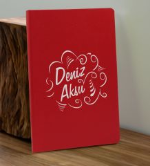 BK Gift Kişiye  Özel İsimli Kırmızı Defter ve Cam Matara Hediye Seti-4, Sevgiliye Hediye, Arkadaşa Hediye, Yeni İş Hediyesi