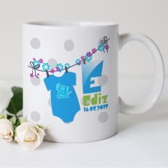 Kişiye Özel isimli Tarihli Erkek Bebek & Çocuk Beyaz Kupa Bardak - 2