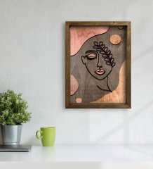 BK Home Minimalist Woman Tasarımlı Doğal Masif Ahşap Çerçeveli Tablo-1