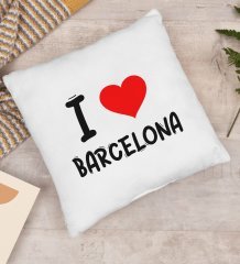 BK Gift I Love Barcelona Tasarımlı Yastık - Model 1