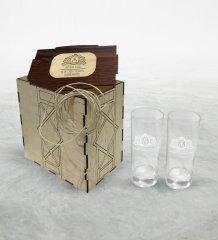 Kişiye Özel Ahşap Kutuda İkili Rakı Bardağı