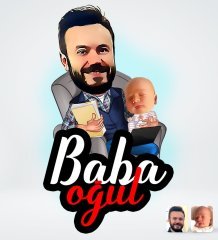 Kişiye Özel Baba Oğul Tasarımlı Dijital Karikatür-4